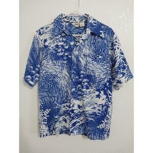 Vintage Tropicana Hawaii Tropical Button Down Shirt Blue White Mens Size M